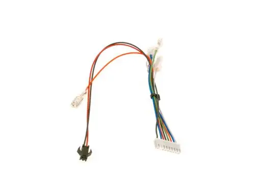BOSCH Zündkabel mit mehreren farbigen Drähten, verbunden mit verschiedenen Steckverbindern auf einer Anschlussleitung.